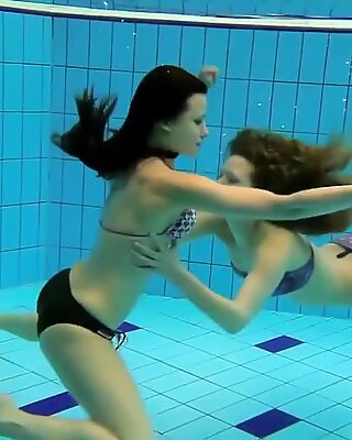 Katka And Kristy Underwater Swimming