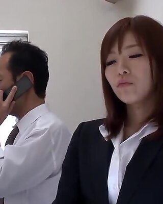 Fantastic slim Japanese MILF gets fucked by her boss